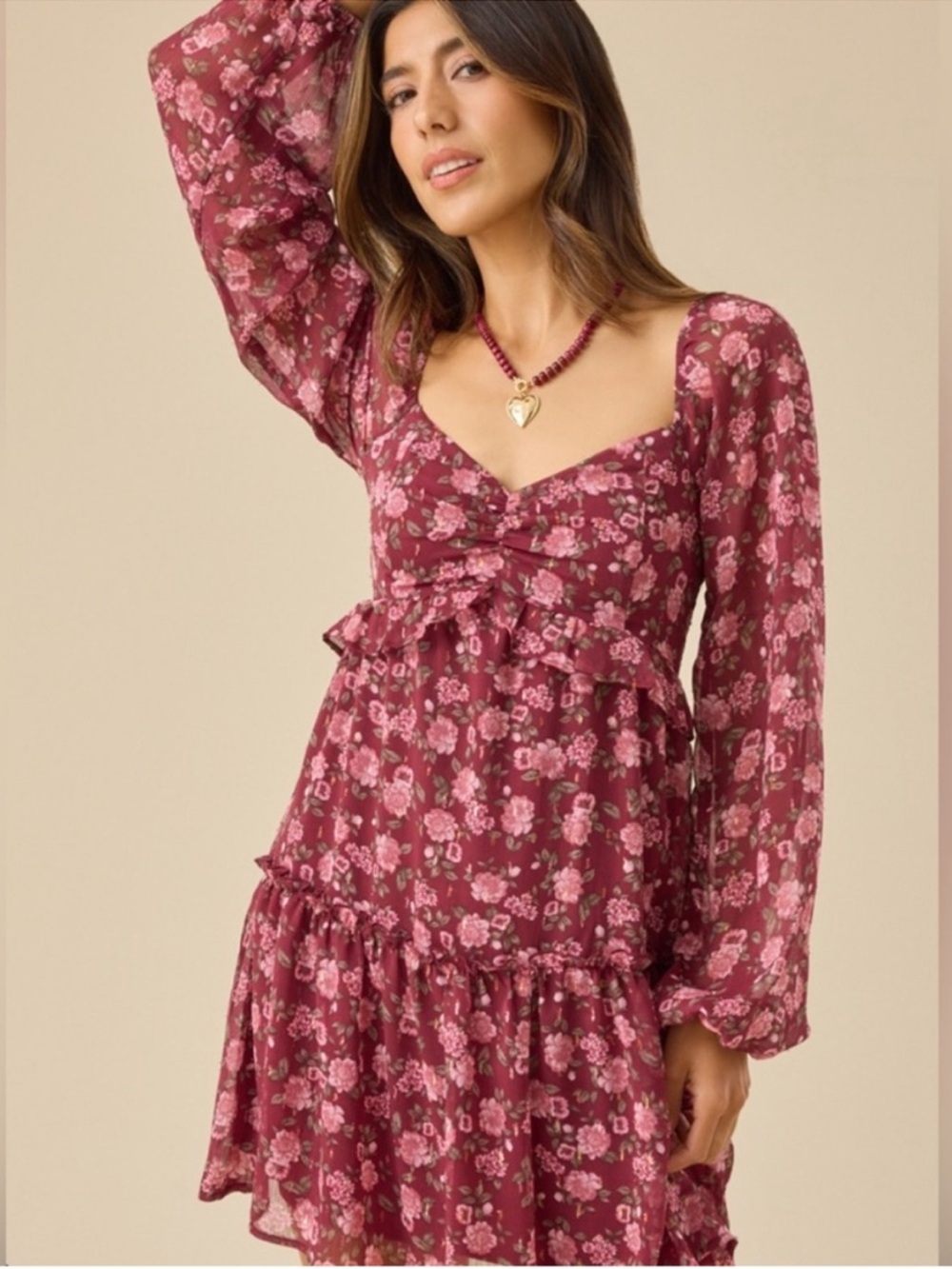 NEW Leanna Floral Mini Dress Altar'd State flowy long sleeve dress babydolll